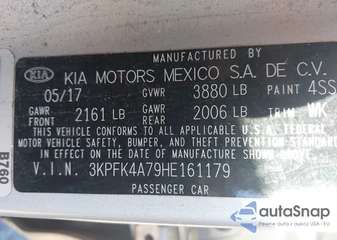 2017 Kia Forte Lx from USA, damaged, VIN 3KPFK4A79HE161179